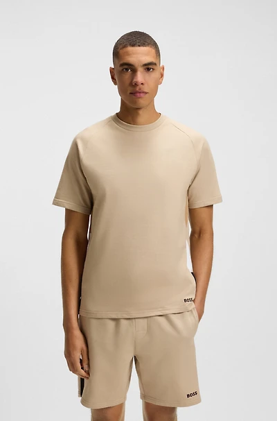 Cotton-terry T-shirt with contrast side panels