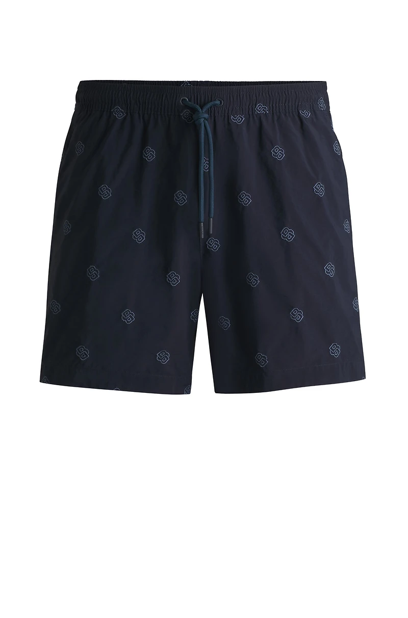 Quick-dry swim shorts with Double B monograms