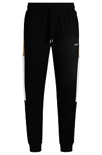 Cotton-terry tracksuit bottoms with contrast side panels