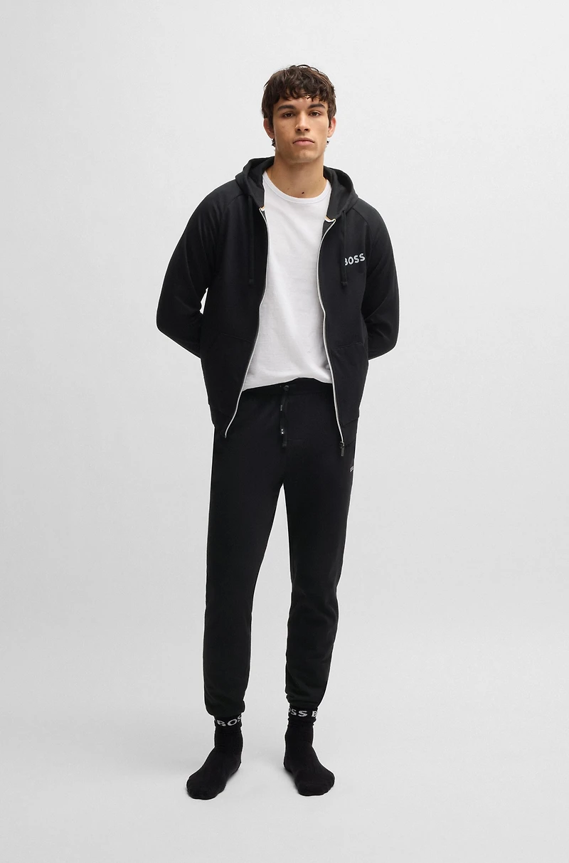 Cotton-terry zip-up hoodie with logo print