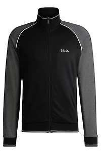 Cotton zip-up jacket with contrast piping