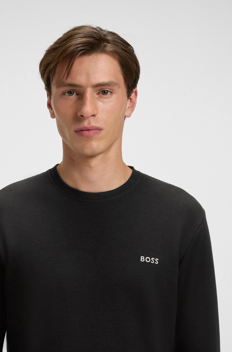 Waffle-structured pajama T-shirt cotton