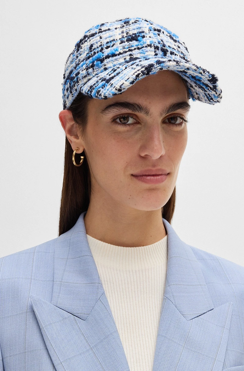 Multicolored-tweed cap with Double B monogram