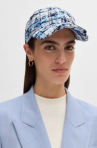 Multicolored-tweed cap with Double B monogram