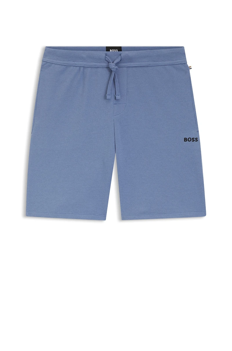 Cotton-blend pajama shorts with embroidered logo