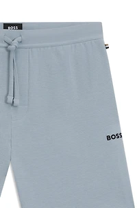 Waffle-structured pajama shorts with embroidered logo