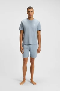Waffle-structured pajama shorts with embroidered logo