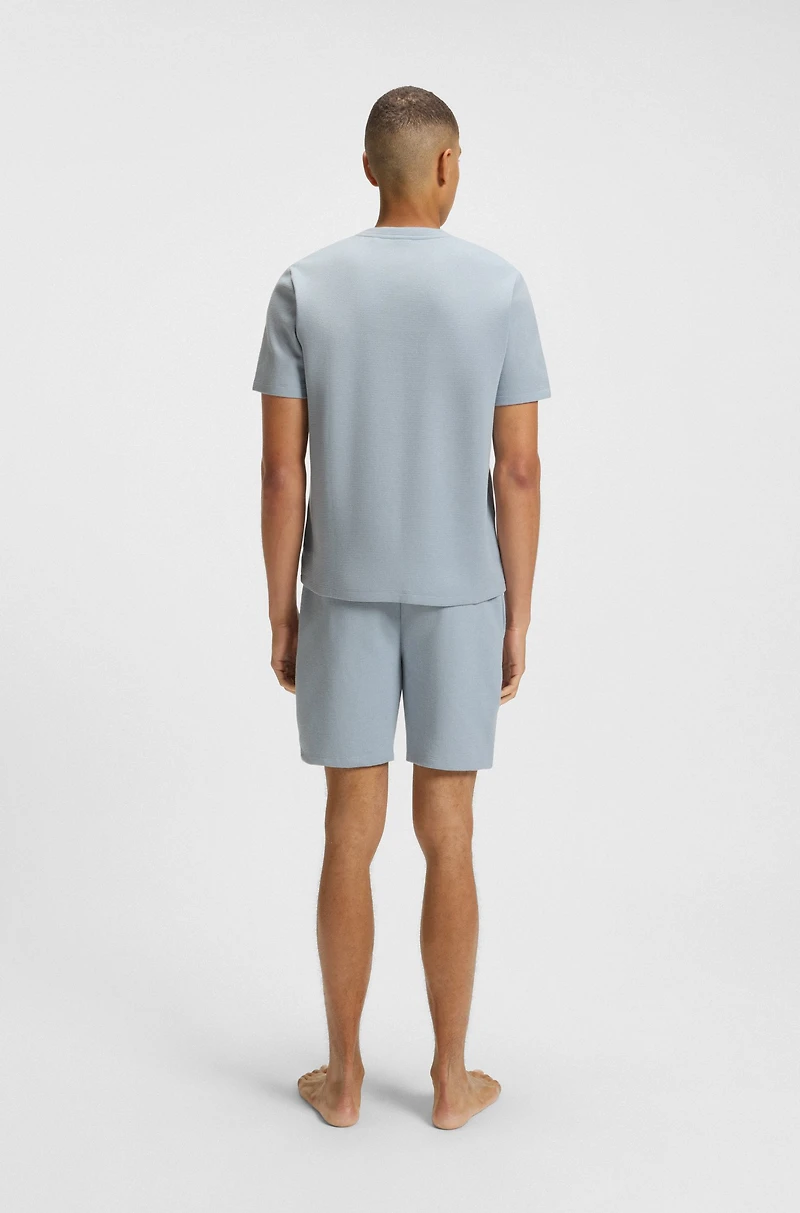 Waffle-structured pajama shorts with embroidered logo