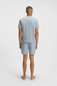 Waffle-structured pajama shorts with embroidered logo