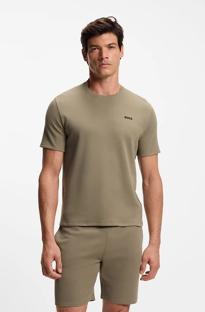Cotton-blend pajama T-shirt with embroidered logo