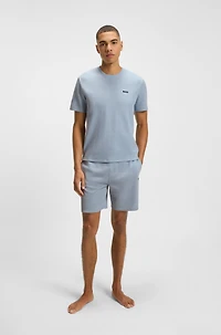 Waffle-structured pajama T-shirt with embroidered logo