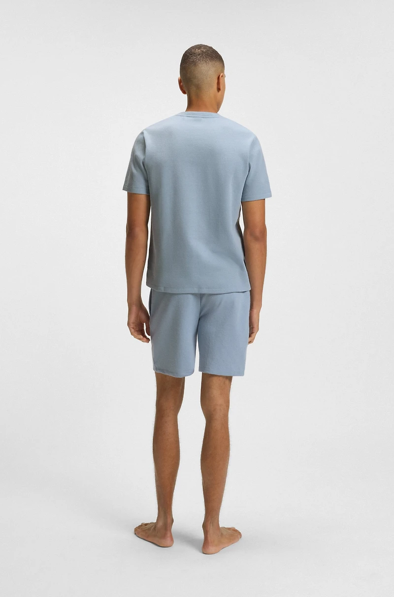 Waffle-structured pajama T-shirt with embroidered logo