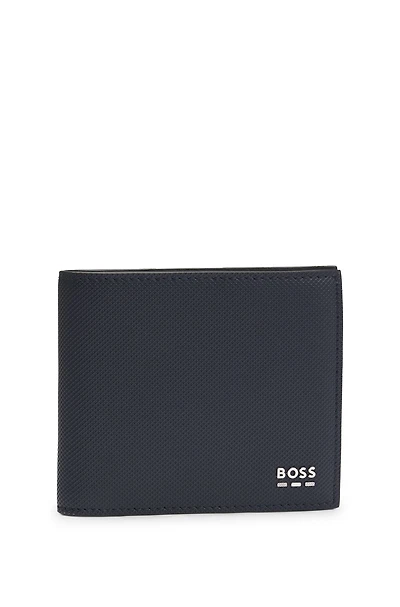Structured wallet with silver-tone logo