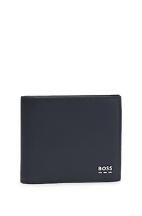 Structured wallet with silver-tone logo