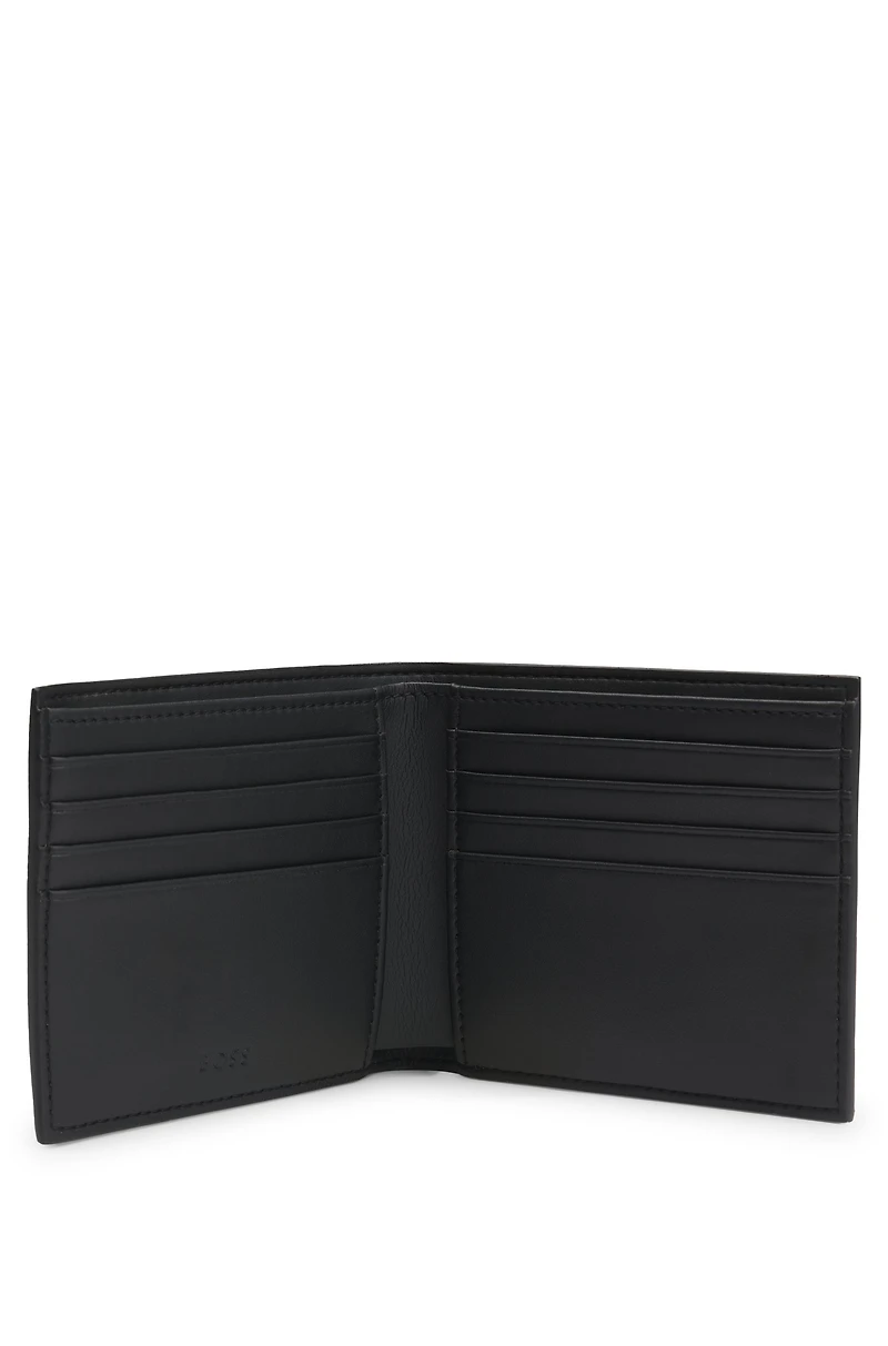 Structured wallet with silver-tone logo