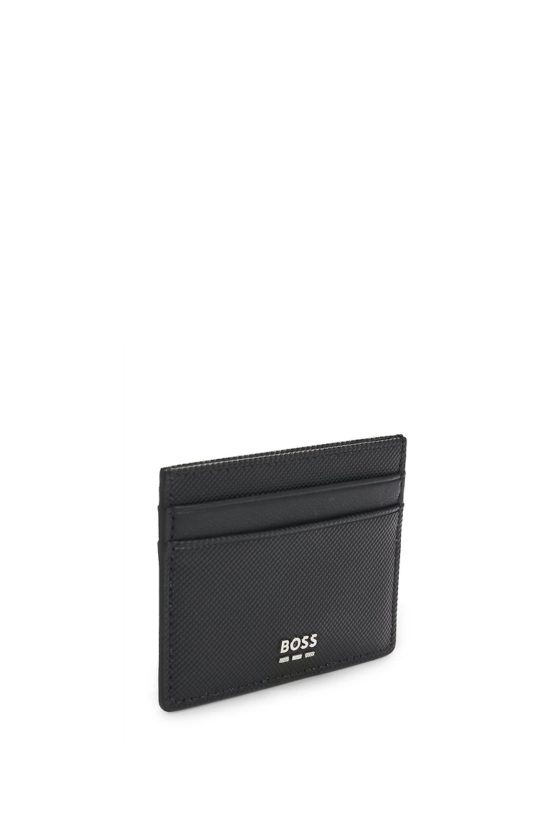 Textured card holder with hardware trims