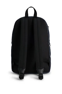Textured backpack with logo hardware