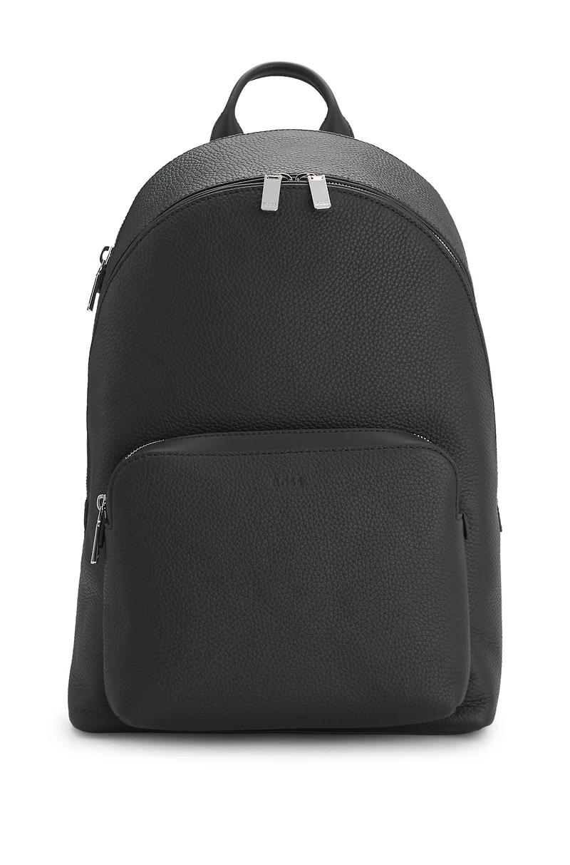Backpack in grained Italian leather with smart sleeve
