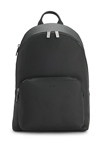 Backpack in grained Italian leather with smart sleeve
