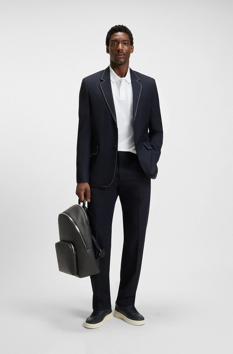Backpack in grained Italian leather with smart sleeve
