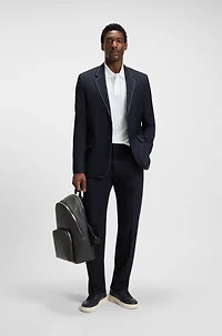 Backpack in grained Italian leather with smart sleeve