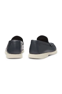 Tumbled-leather moccasins with logo detail