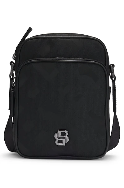 Monogram-jacquard reporter bag with Double B trim