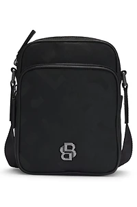 Monogram-jacquard reporter bag with Double B trim