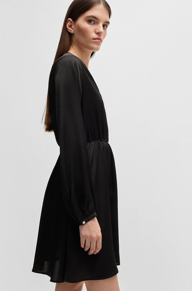 V-neck dress hammered satin