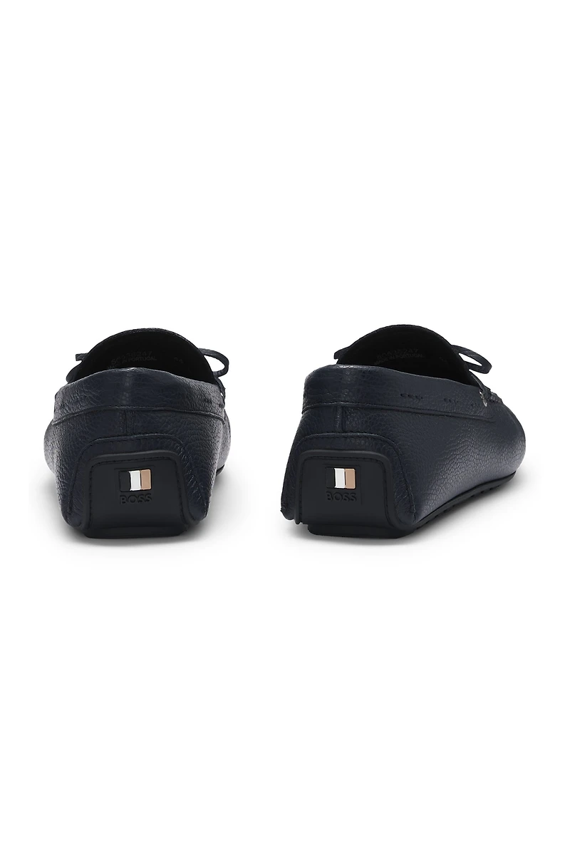 Grained-leather moccasins with driver sole
