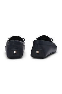 Grained-leather moccasins with driver sole