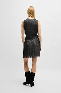 Plissé pleat wrap-front dress with ruffle hem