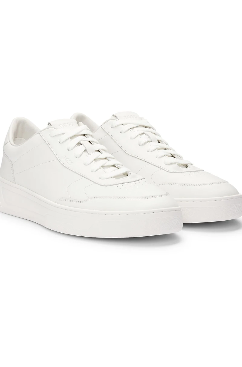Leather trainers with rubber outsole