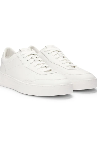 Leather trainers with rubber outsole