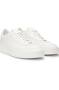 Leather trainers with rubber outsole
