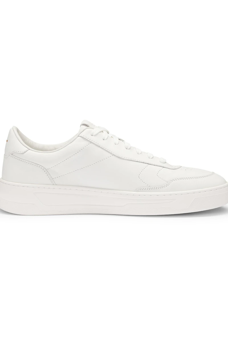 Leather trainers with rubber outsole