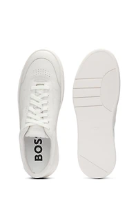 Leather trainers with rubber outsole