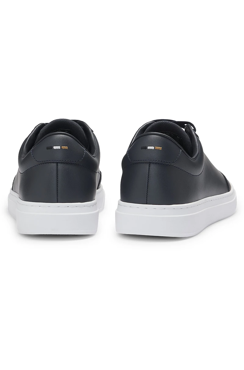 Coated-leather trainers with gold-tone logo