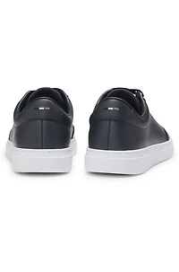 Coated-leather trainers with gold-tone logo