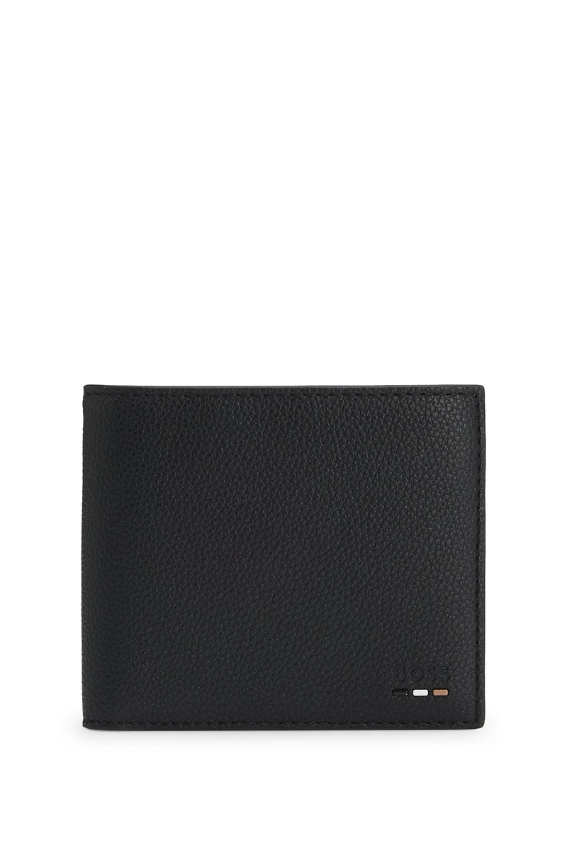 Grained faux-leather wallet with logo trim