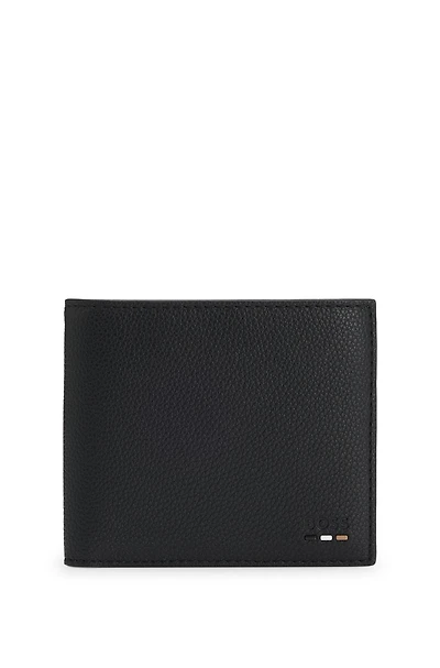 Grained faux-leather wallet with logo trim