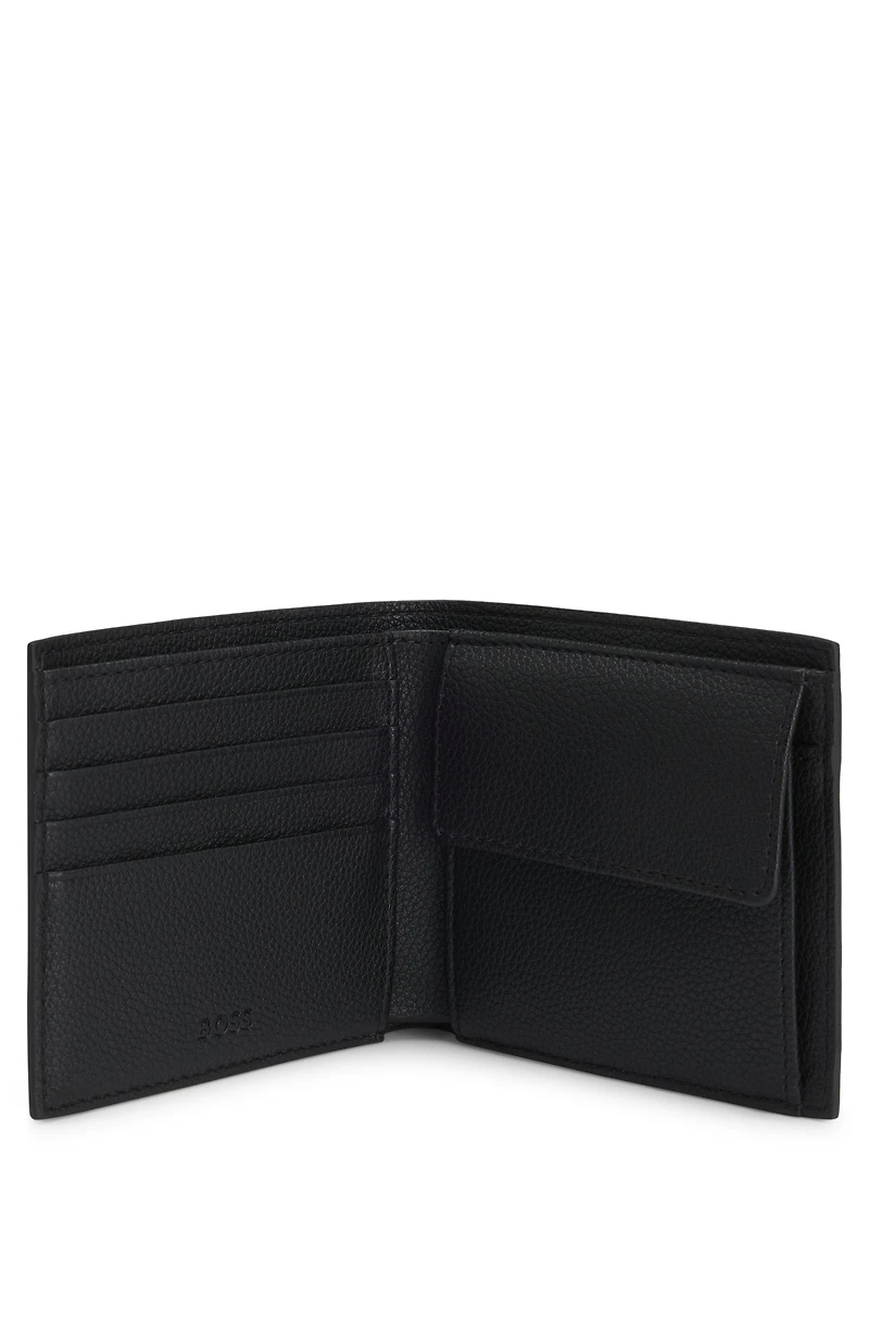 Grained faux-leather wallet with logo trim