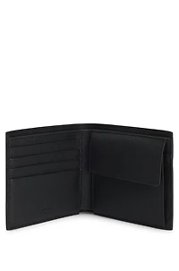 Grained faux-leather wallet with logo trim