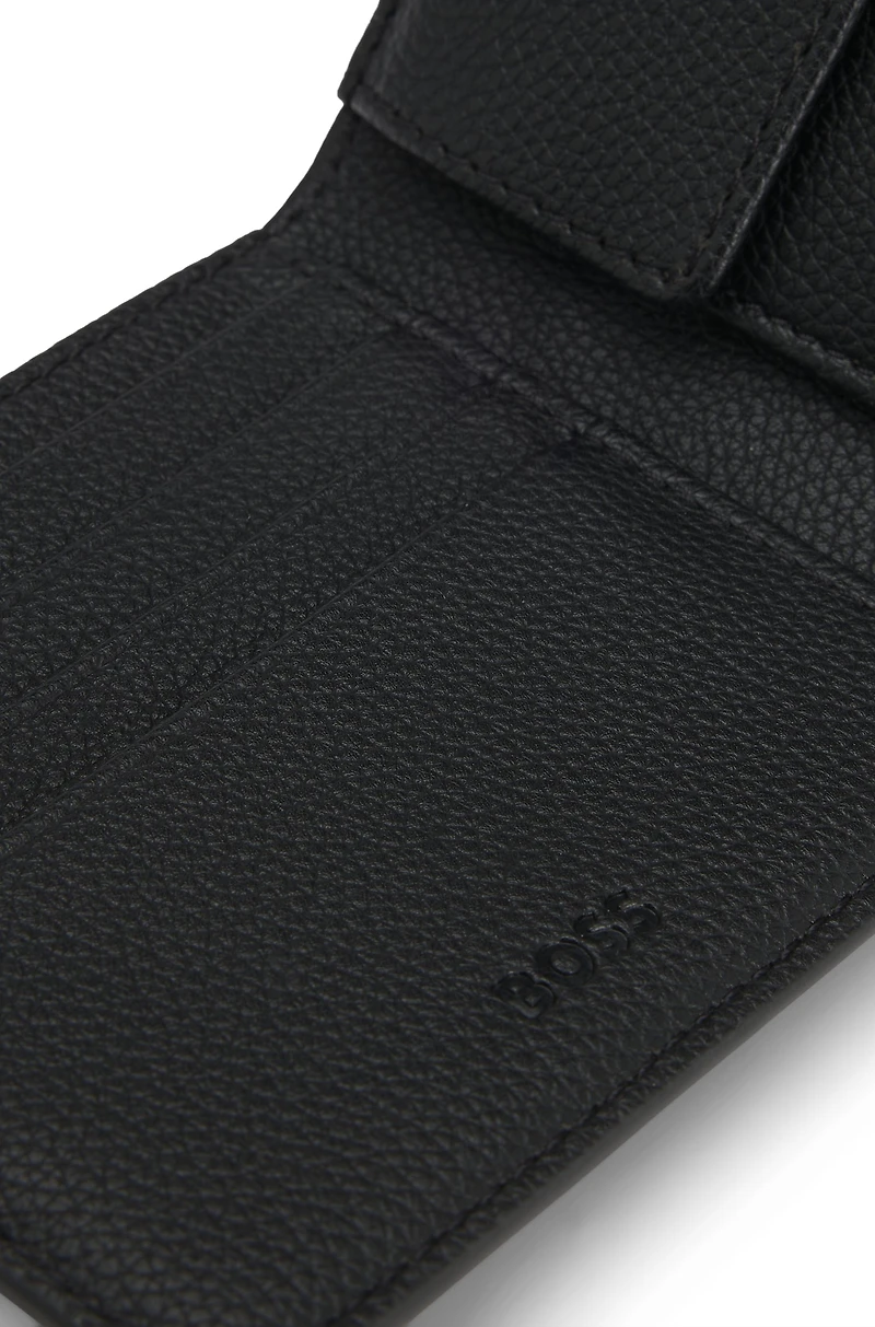 Grained faux-leather wallet with logo trim