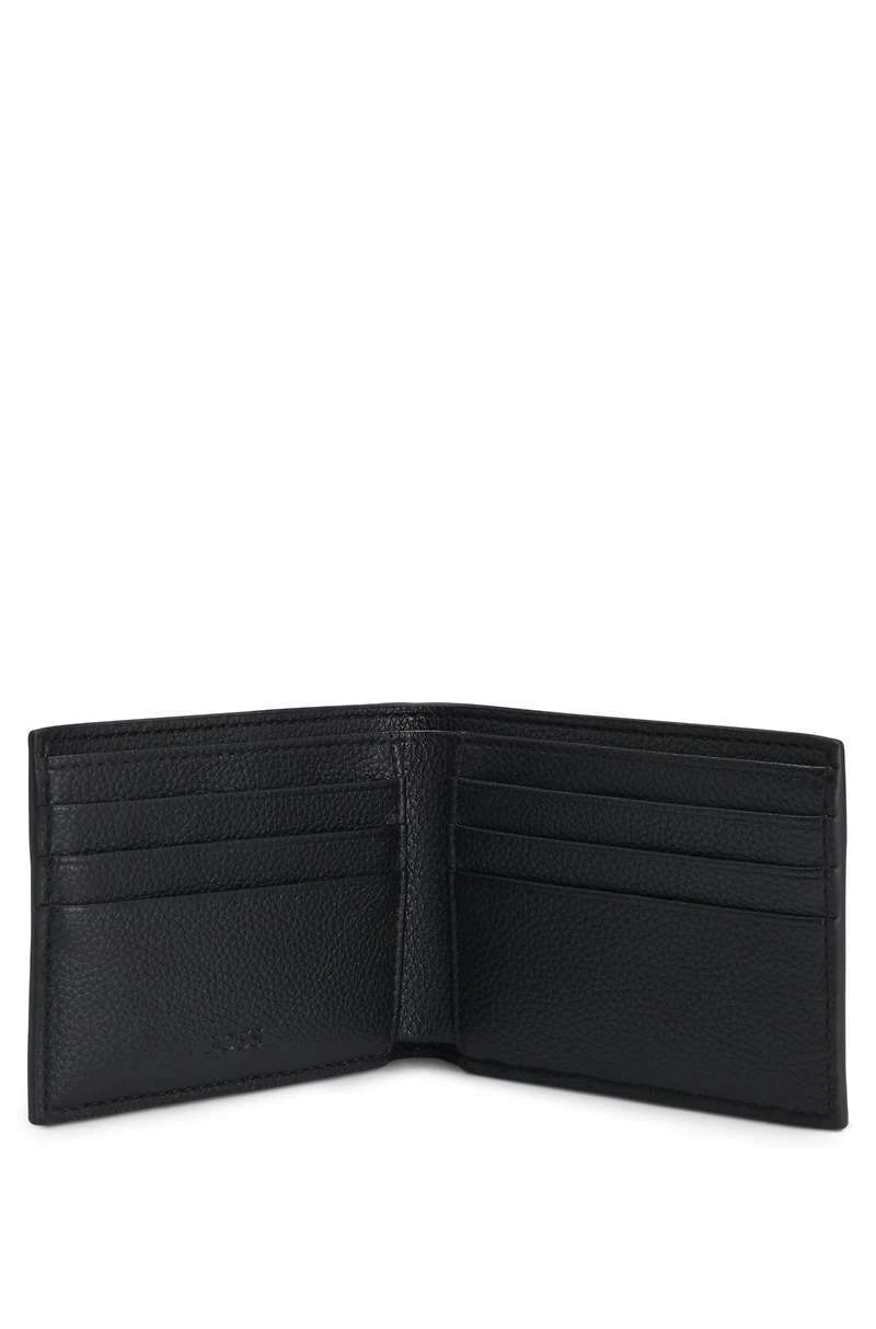Grained faux-leather wallet with logo and signature stripe