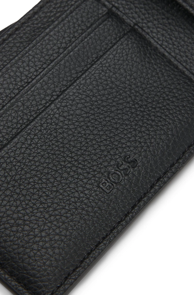 Grained faux-leather wallet with logo and signature stripe