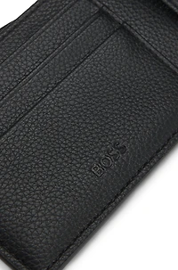 Grained faux-leather wallet with logo and signature stripe