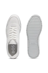 Faux-leather trainers with gold-tone branding