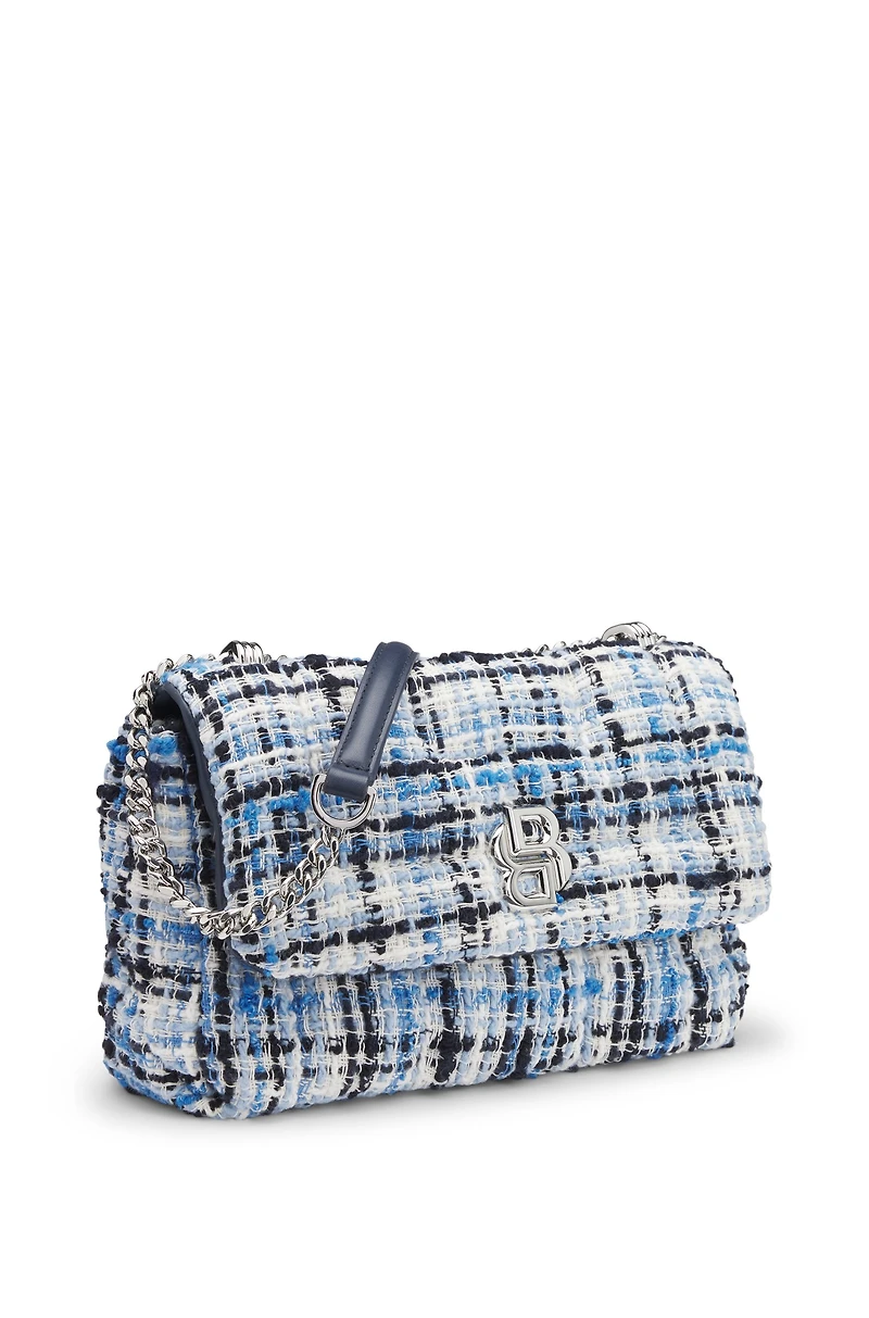 Multicolored-tweed shoulder bag with Double B monogram