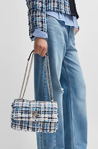 Multicolored-tweed shoulder bag with Double B monogram